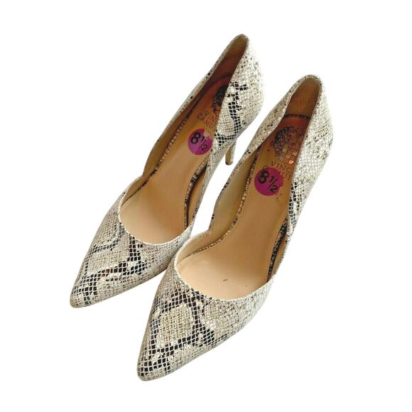 Vince Camuto D’Orsay pumps python pointy toe high heel shoes beige & black 8.5M - Picture 5 of 10